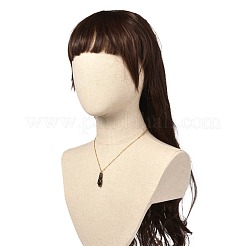 ダブルポインテッドナチュラル溶岩ロックペンダントネックレス  銅線ラップペンダントと304ステンレススチールファインディングネックレス  ゴールドカラー  弾丸  15.94インチ（40.5cm）&nbsp;NJEW-JN03720-04