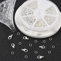 50個の亜鉛合金カニカン  430個の鉄製オープン丸カン付き  銀  12x6mm&nbsp;PALLOY-YW0001-32
