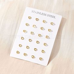 PVD 真空メッキ 304 ステンレススチール製 小さな中空ハートスタッドピアス 女性用  長持ちメッキ  ゴールドカラー  5.5x6mm  ピン：0.8mm&nbsp;EJEW-P212-06G