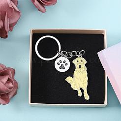 Wewaysmile 犬用キーホルダー 車用キーホルダー ペット用ペンダント キーリング 可愛い犬用キーリング ポータブル メタルキーホルダー ペット愛好家へのギフト 誕生日 子犬テーマ パーティー用品 (ラブラドール)  プラチナ  11.75x2.9cm&nbsp;JX806A