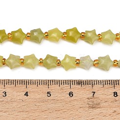 天然石レモンジェイド翡翠ビーズ連売り  チャンキースター  シードビーズで  7~8x7~8x4mm  穴：1mm  約45個/連  14.96''（38センチメートル）&nbsp;G-Z080-A26-8mm