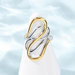 女性用304ステンレススチールオープンカフリング  黄金＆ステンレススチール  30x16mm  18mm&nbsp;RJEW-K321-01I