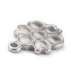 変色しない304ステンレススチールペンダント  花  ステンレス鋼色  18x14.5x2mm  穴：1.8mm&nbsp;STAS-O145-41P