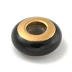 304ステンレススチールエナメルヨーロピアンビーズ  内部のゴムと  大穴ビーズ  ロンデル  ゴールドカラー  11.5x5mm  穴：4.5mm&nbsp;STAS-U005-01D-G