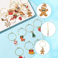 20Pcs 20 Styles Christmas Theme Alloy Enamel Wine Glass Charms&nbsp;HJEW-HS00082