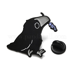 Crow with Flower Enamel Pins&nbsp;JEWB-K040-01A
