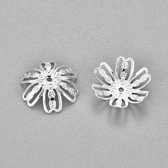 201ステンレススチールファンシービーズキャップ  花  6花びら  銀  14.5x14x4mm  穴：1mm&nbsp;STAS-H436-30S