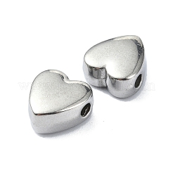 変色しない304ステンレススチールビーズ  ハート  ステンレス鋼色  10x9.5x5mm  穴：2mm&nbsp;STAS-C089-03B-P
