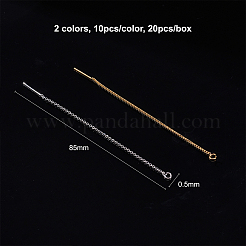 真鍮製スタッドピアスパーツ  アメリカンピアス  ニッケルフリー  ミックスカラー  82~85x1mm  ピン：0.5mm  2色  10個/カラー  20個/箱&nbsp;KK-BC0001-32