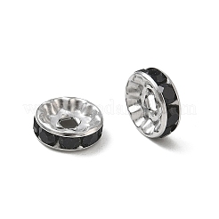 304ステンレススチールラインストーンスペーサービーズ  フラットラウンド/ dics  ステンレス鋼色  ジェット  10x3mm  穴：2mm&nbsp;RB-CBA18B7-01P-12