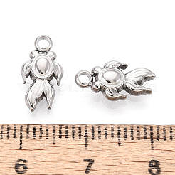 304ステンレススチールチャーム  変色防止  金魚のチャーム  ステンレス鋼色  12.5x6.5x3mm  穴：1.8mm&nbsp;STAS-T067-90S