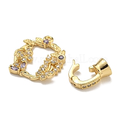 Brass Micro Pave Cubic Zirconia Fold Over Clasps&nbsp;KK-U037-25G-01