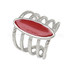 Horse Eye 304 Stainless Steel Enamel Cuff Rings for Women&nbsp;RJEW-G355-04P-02