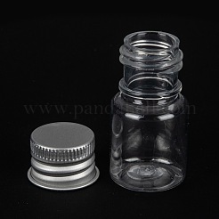 ペットのプラスチック製ミニ収納ボトル  トラベルボトル  化粧品用  クリーム  ローション  液体  アルミスクリューキャップ付き  プラチナ  2.2x4.3cm  容量：5ml（0.17fl.oz）&nbsp;CON-K010-03A-01