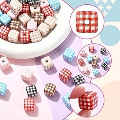 24Pcs 6 Colors Printed Opaque Acrylic Beads&nbsp;MACR-YW0004-77