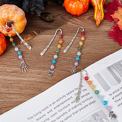 8Pcs 4 Style Tibetan Style Alloy Pendant Bookmarks for Halloween's Day&nbsp;AJEW-FG0002-69