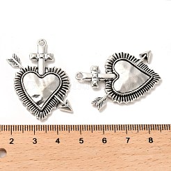 合金のチベット風チャーム  カドミウムフリー＆鉛フリー  ハート  アンティークシルバー  39x30.5x3.5mm  穴：2mm  約193個/1000g&nbsp;FIND-C043-065AS
