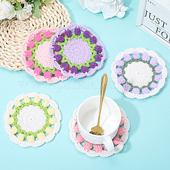 5Pcs 5 Colors Flower Cotton Coaster&nbsp;AJEW-GF0011-80