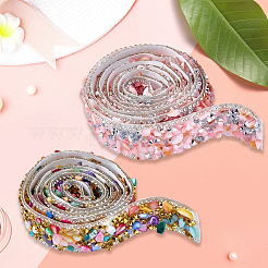 2スタイルの樹脂ラインストーンビーズトリム  粘着ホットフィックスリボン  DIYアートクラフト用  縫い  ミックスカラー  3/4x1/8インチ（20x3.5mm）&nbsp;DIY-CY0002-11A