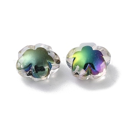 UVメッキレインボー虹色アクリルビーズ  二層ビーズ  多面カット  花  17.5x17.5x10.5mm  穴：2.5mm&nbsp;X-OACR-H112-20C
