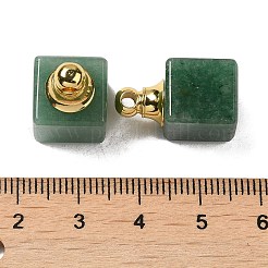 天然宝石用原石香水瓶ペンダント  金メッキの304ステンレススチール製の金具が付いたスクエアチャーム  19x12x12mm  穴：2mm&nbsp;G-Z039-04G