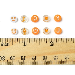 フラットラウンドアクリルエナメルビーズ200個  混合スタイル  オレンジ  7x7x4mm  穴：1.5~1.8mm&nbsp;MACR-FS0001-88