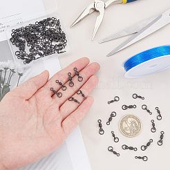 75個 3スタイル 真鍮製 釣り用ローリングベアリングコネクタ  ローリングバレルフィッシング  釣り用スイベルはアクセサリーに取り組む  電気泳動黒  16~18mm  穴：4mm  25個/スタイル&nbsp;FIND-FH0003-28