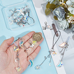 4Pcs Glass & Brass Mobile Straps and Mobile Dustproof Plug and Pendatn Decoration Kits&nbsp;HJEW-OC00029
