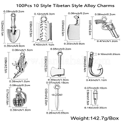 100Pcs 10 Style Tibetan Style Mystery Killer Theme Alloy Pendants&nbsp;TIBEP-CJ0001-88