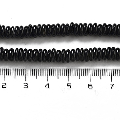 天然石オブシディアンビーズ連売り  ロンデル  6~6.5x2~2.5mm  穴：1.2mm  約156~158個/連  15.12~15.20インチ（38.4~38.6cm）&nbsp;G-G084-A04-01-1