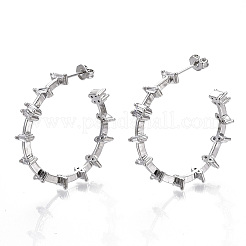 Brass Micro Pave Clear Cubic Zirconia Stud Earrings&nbsp;EJEW-N011-14P-NF