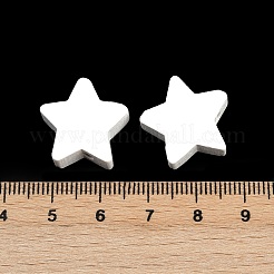 スプレープリントウッドビーズ  スター  ホワイト  18.5x19x6mm  穴：2.5mm&nbsp;WOOD-F017-01A