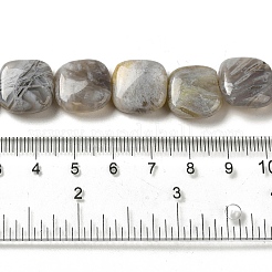 天然石バンブーアゲート竹葉瑪瑙ビーズ連売り  角丸四角  15~15.5x15~15.5x5~5.5mm  穴：1.2mm  約27個/連  15.55~15.75''（39.5~40センチメートル）&nbsp;G-NH0014-A01-02