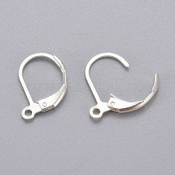 304ステンレススチールフレンチフックピアス金具  カン付き  銀色のメッキ  15x10x1.5mm  穴：1.2mm  ピン：1x0.8mm&nbsp;STAS-H434-51S