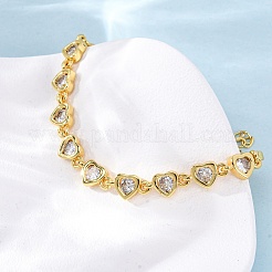Brass Micro Pave Clear Cubic Zirconia Link Bracelets for Women&nbsp;BJEW-D342-02G