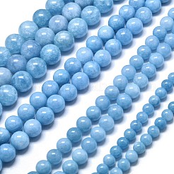 天然石マレーシアジェイドビーズ連売り  染め＆加熱  ラウンド  ディープスカイブルー  4~4.5mm  穴：0.8mm  約85~88個/連  14.57~14.96インチ（37~38cm）&nbsp;X-G-L645-A01-4mm-15