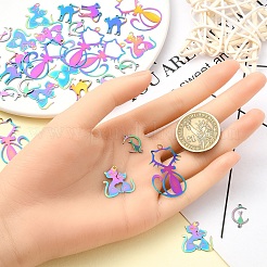 40Pcs 4 Styles 201 Stainless Steel Pendants&nbsp;STAS-YW0002-62MC