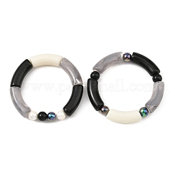 2Pcs 2 Styles Opaque Acrylic Tube Beaded Stretch Bracelet Sets&nbsp;BJEW-JB14453