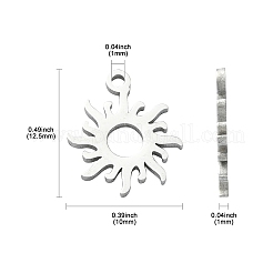 304ステンレススチールチャーム  太陽  ステンレス鋼色  12.5x10x1mm  穴：1mm&nbsp;STAS-CJC0008-17P