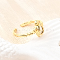 Ocean Theme Brass Micro Pave Cubic Zirconia Cuff Rings for Women&nbsp;RJEW-F184-17B-G