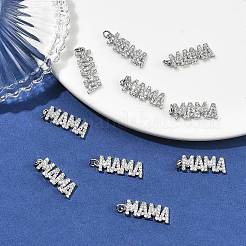 シーグレース マザーズデイ 真鍮製クリアキュービックジルコニアペンダント  カドミウムフリー＆ニッケルフリー＆鉛フリー  ワードママチャーム  プラチナメッキ  20.5x7x2mm  丸カン：4x0.9ミリ  内径：2mm&nbsp;XGRQ1R698-359P