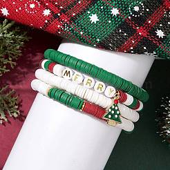 4Pcs 4 Style Handmade Polymer Clay Stretch Bracelets Set&nbsp;BJEW-TA00495