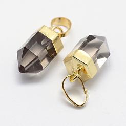 天然宝石の尖ったチャーム  真鍮パーツ  長持ちメッキ  弾丸  15x6~6.5mm  穴：3.5x6mm&nbsp;G-G720-12