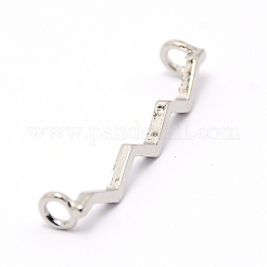 亜鉛合金の靴のバックルクリップ  靴の装飾のための  プラチナ  6.5x43x7mm  穴：3.5mm&nbsp;PALLOY-SZC0001-07B