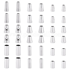 54個 9スタイル 合金コードエンド  鞄・布作り用品  コラム  プラチナ  9~20x5~11mm  穴：3.5~5.7mm  内径：5.5~10mm  6個/スタイル&nbsp;FIND-TA0008-08