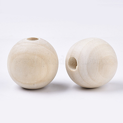 未完成の天然木ビーズ  ラウンド  フローラルホワイト  29~30x26~26.5mm  穴：9~10mm&nbsp;WOOD-Q041-04A