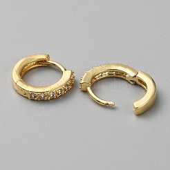 Brass Micro Pave Cubic Zirconia Hoop Earrings&nbsp;EJEW-WH0010-13A-G