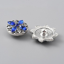 合金ラインストーンスナップボタン  アクセサリーのボタン  混合図形  ブルー  20x20.5x12mm  12個/セット&nbsp;DIY-WH0449-39