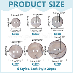 120Pcs 6 Styles Dyed Natural Shell Buttons&nbsp;BUTT-WR0001-42B