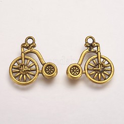 合金のチベット風チャーム  カドミウムフリー＆鉛フリー  自転車/ペニーファージング  アンティーク黄金  17x18x3mm  穴：1.5mm&nbsp;TIBEP-0734-G-LF